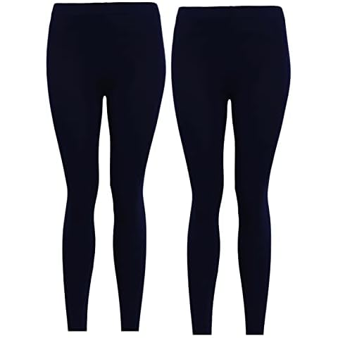 2 Girls Basic Black Stretchy Casual Leggings Size 5-13 yrs (11-12 Years, Black) Cover