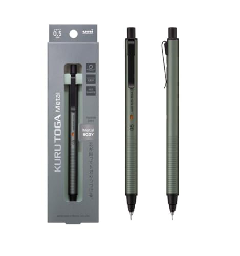 Image of KURUTOGA Mitsubishi Pencil Mechanical Pencil Metal 0.5mm Phantom Gray M5KH1P.23 With Original Stylus Ballpoint Touch Pen