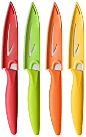 VITUER Paring knife, 8PCS Paring knives (4 Knives and 4 Knife cover), 4 Inch Peeling Knife, Fruit and Vegetable Knife, Ultra Sharp Kitchen Knives, German Steel, PP Plastic Handle