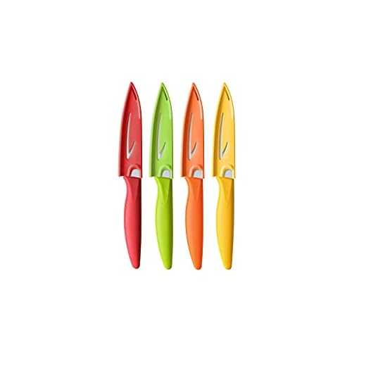 VITUER Paring knife, 8PCS Paring knives (4 Knives and 4 Knife cover), 4 Inch Peeling Knife, Fruit and Vegetable Knife, Ultra Sharp Kitchen Knives, German Steel, PP Plastic Handle