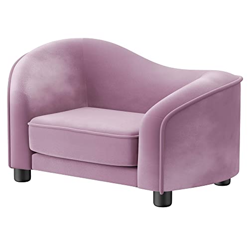 Wishive Pet Sofa, 28" Wide Modern Pet Bed, Low Back Lounging Bed, Velvet Fabric Cushion For Small Dogs And Cats, Purple #TOP7