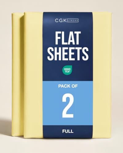 Full Size Flat Sheet - Pack of 2 Top Flat Bed Sheet Only - Yellow