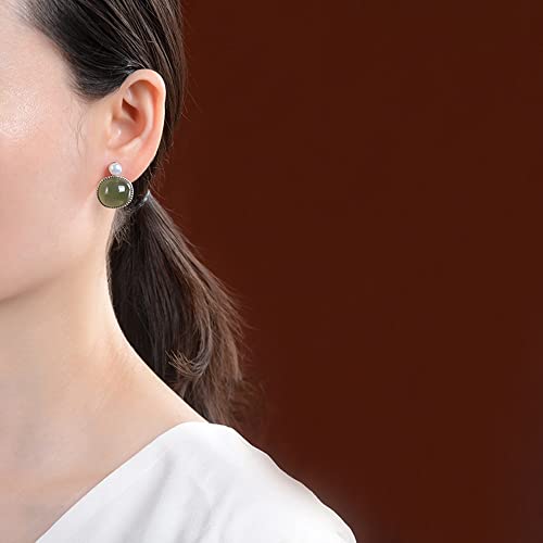 Boucles d'oreilles argent résistant et jade vert anti-allergie