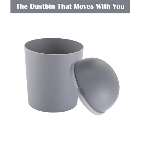 Image of Heart Home Pack of 3 Portable Small 1 Ltr Table Dustbin for Home & Office with Lid & Pedal | Lightweight Mini Dustbin for Kitchen /Bedroom - Ideal for Desk & Countertops | Light Grey