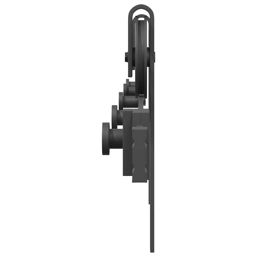 Juego de herrajes para puerta corredera de 183 cm de acero con recubrimiento en polvo negro con tope de puerta y guía de suelo para puerta de habitación, montaje, seguridad y deslizamiento silencioso