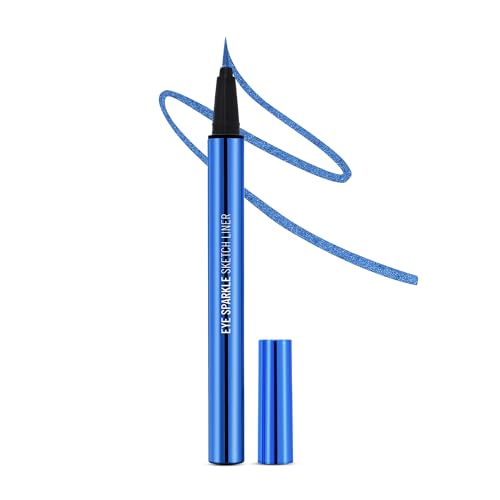 SWISS BEAUTY Pencil Eye Sparkle Sketch Eye Liner | Smudge-Proof, Waterproof Eye Makeup With Glittery Effect | Precision Application| Quick Dry | Shade- Magic Blue,0.6G