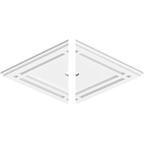 Image of Ekena Millwork CMP20X13DD2-01000 Diamond Architectural Grade PVC Contemporary, Two Piece Urethane Ceiling Medallions 20 inchW x 13 3 /8 inchH x 1 inchID x 7 inchC x 1 inchP