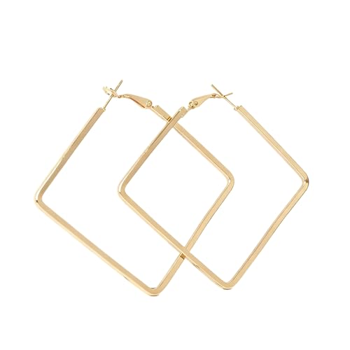 Aissmmeio Women's Geometric Square Earrings ，Hypoallergenic Stainless Steel, 3D Cubic Design, Minimalist Jewelry for Her 1 pair-Golden
