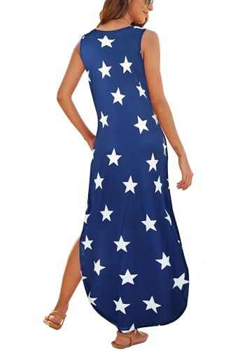 Image of Hount Women's Casual Summer Sleeveless Dress Loose Split Maxi Dresses with Pockets