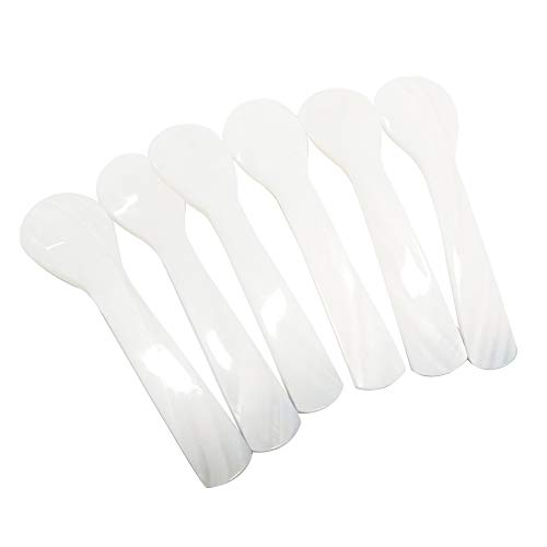 Duebel Set Of 6 Mother Of Pearl Mop Caviar Spoons With Green Abalone Decoration For Caviar, Egg, Icecream, Coffee Serving (White, 9X2.4Cm) #TOP5