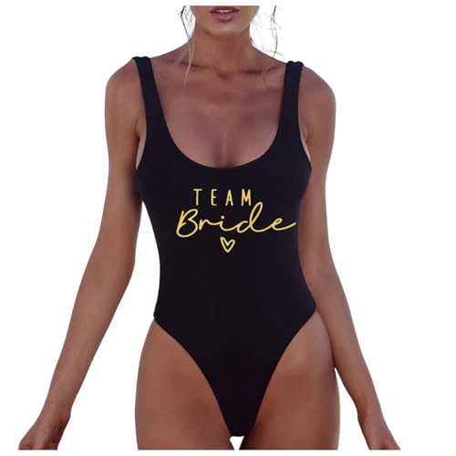 Generico Costumi Donna, Costume Bride Costumi da Bagno Donna Addio al Nubilato Team Curvy Interi Contenitivo Bikini Modellante Piscina Intero