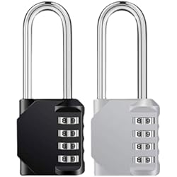 Candado Para Loto 2 Piezas Candado con Combinacion 4 Digitos, Aleación de Zinc a Prueba Óxido de Combinación de Viaje Cerradura, para El Casillero, Archivadores, Cerca, Negro, Plateado