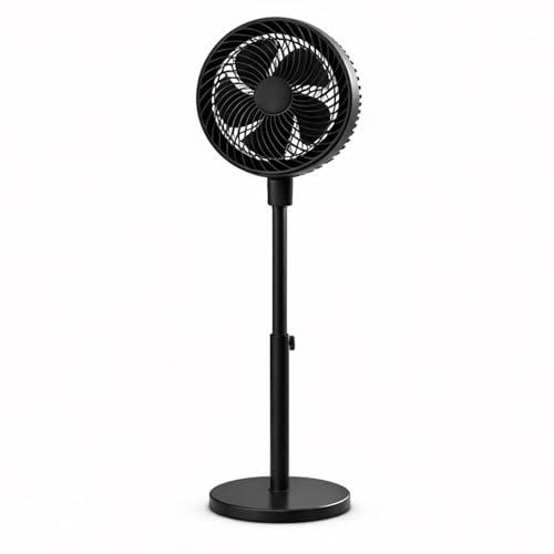 HI-FINE Stand Fan for Bedroom Oscillating Pedestal Fan with 3-Speed Adjustable Height Standing Floor Fan for Living Room Bedroom Kitchen and Home Office(V10 Black)