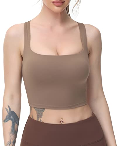 Image of romansong Strappy Yoga Sports Bras for Women Padded Criss-Cross Back Tank Tops