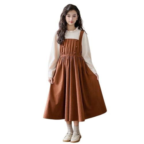 Robe velours côtelé fille élégante et chaude en maille patchwork plissée de qualité