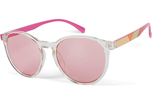 styleBREAKER Damen Sonnenbrille mit ovalen Gläsern, buntem Rahmen und Zacken Muster am Bügel 09020116, Farbe:Gestell Pink / Glas Pink getönt Cover