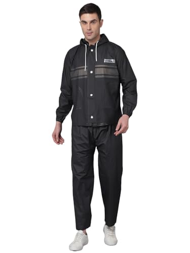 Image of Dollar Rainguard Men's PVC Full Sleeve Solid Raincoat Set With Adjustable Hood and Pocket