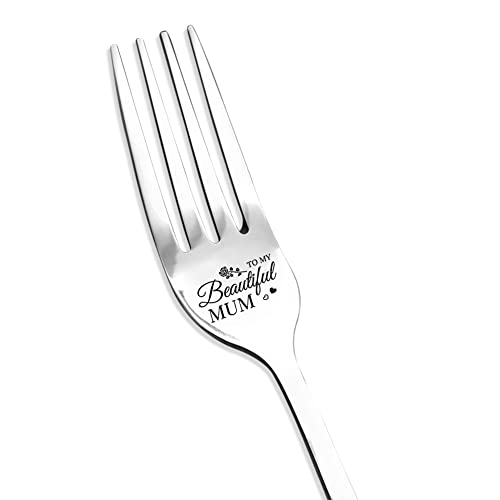 Regalos para mamá de hija, hijo, día de la madre, regalos para mujeres a mi hermosa madre, tenedores para mamá, madre, cumpleaños, cumpleaños, cumpleaños, cenas, tenedores de postre grabados Cover