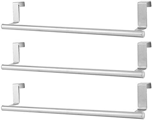 Cabinet Hanging Shelf, Over Door Towel Rack 36cm Stainless Steel Space Saving 3PCS Silver for Hotel Kitchen Bathroom