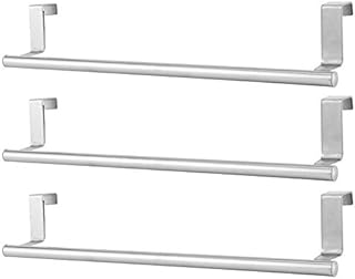 Cabinet Hanging Shelf, Over Door Towel Rack 36cm Stainless Steel Space Saving 3PCS Silver for Hotel Kitchen Bathroom