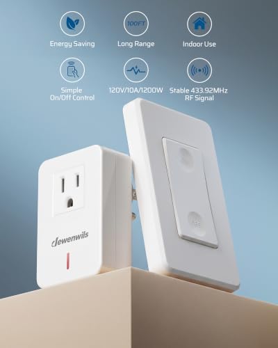 Image of DEWENWILS Remote Control Outlet Switch, 100 Feet Range, No Wiring Needed