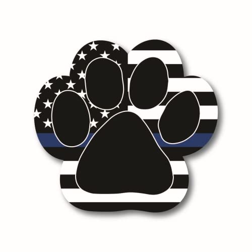 Image of Magnet Me Up Thin Blue Line Pawprint Magnet Decal, 5 inch, Heavy Duty Automotive Magnet for Car Truck SUV