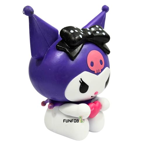 Image of FUNFOB Kuromi Action Figure Height - 7.5cm Collectible Figurine PVC Multicolour | Kuromi White Purple with Heart