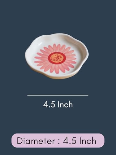 Image of WEAVING HOMES Flower Handmade Dessert Plate, Size: 11 cm Microwave & Dishwahsher Safe (Set of 1)