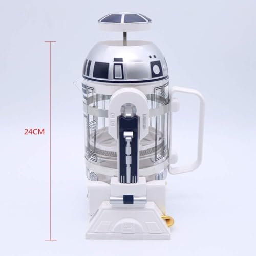 Botella de café portátil de prensa francesa, cafetera de prensa francesa de viaje con forma de robot, máquina de café expreso perforadora a mano, 950 ml