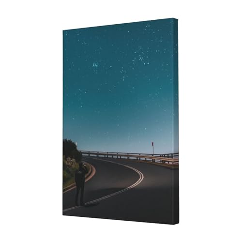 Toile murale moderne autoroute la nuit pour design salon et bureau