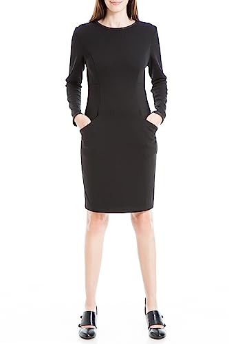 Max Studio Women's Long Sleeve Short Dress, Black