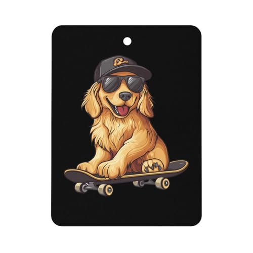 Cool Retriever Dog Skateboard Car Air Freshener Hanging Aromatherapy Tablets for Car Accessories Square