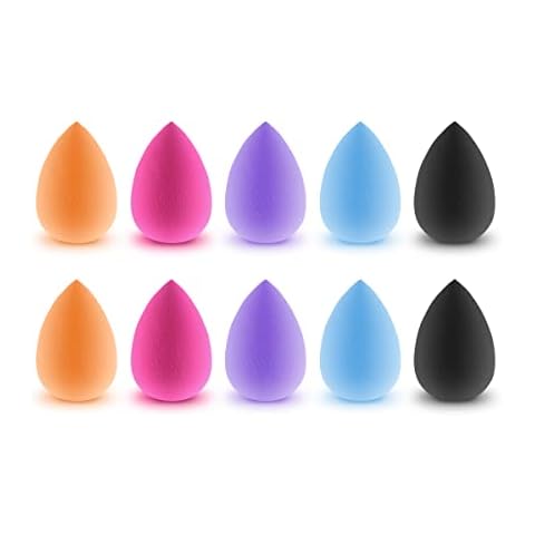 Makeup Sponge Blender VMISSION 10 Pcs Beauty Sponges with Multi-Color, Non Latex, Soft Foundation Sponge for Creams, Powder and Liquid Cover