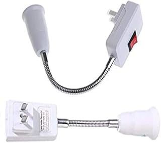 （2-Pack）E27/E26 Socket Adapter with On/Off Switch Light Lamp Bulb All Direction Extension Adapter Extenders for Home Light...