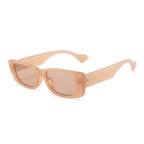 Lunettes de soleil tendances femmes rectangulaires rétro verres de couleur bonbon