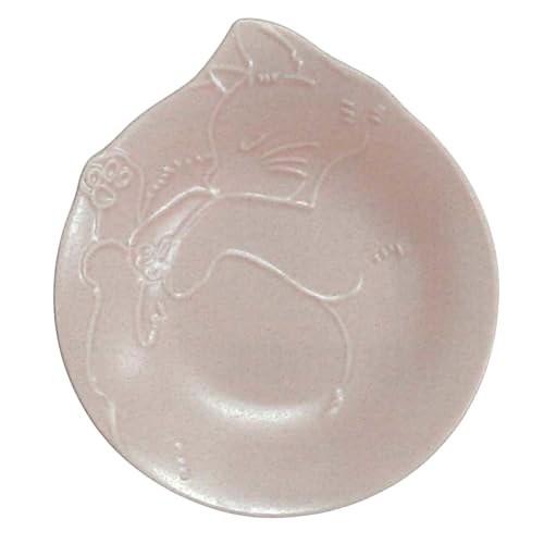 田中箸店 ニャンモニャイト皿 美濃焼(レンジ・食洗機対応) さくらピンク W155×D160×H25mm No.510620