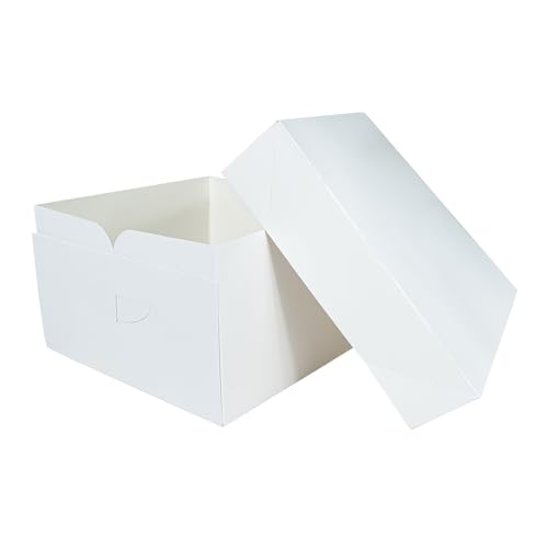 Culpitt 12 Square Cake Boxes With Lid | 5 Pack | Rigid Transport And Protection For Birthday, Wedding, And Celebration Bakes, Recyclable Cardboard Bakery Boxes - Pack Of 5