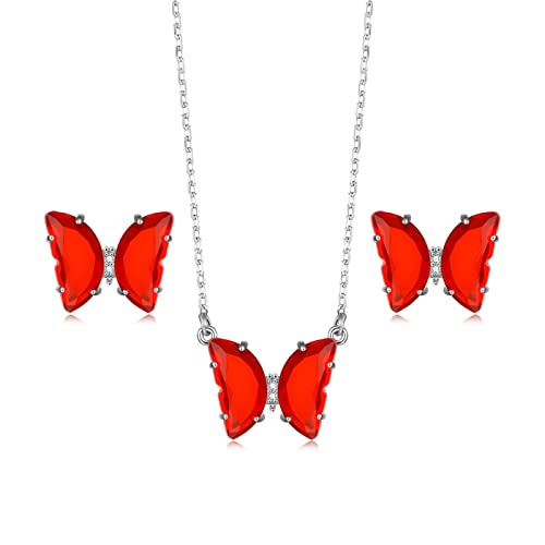 Juego de joyas de boda KnSam con colgante de mariposa y pendientes de circonita para mujer