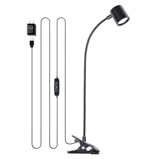 Clip on Light Reading Light, 3000K - 6500K Clamp Desk Lamp, 10-Levels Brightness Clamp Light, High ≥ 90+ CRI Eye Protect Clip on Lamp, 360° Flexible Gooseneck Book Light for Desk Bedside Headboard