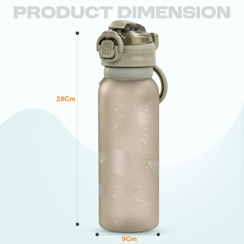 Image of BAYBEE 2 in 1 Baby Sipper Bottle for Kids | Anti-Spill BPA Free Baby Water Bottle with Silicone Straw & Carry Handle | 900 ML Drinking Water Bottle for Kids Toddlers 12+ Months Boys Girls (Grey)
