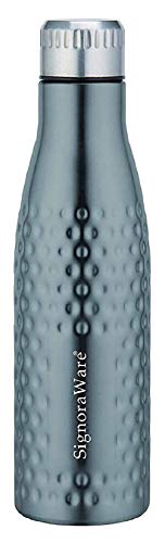 Image of Signoraware Aace Hammered Single Walled Stainless Steel Bottle | Airtight & Leakproof | Stylish & Durable | Lightweight & Portable | Ideal for Office, Gym, School & Travel Use (1 Ltr | Multicolour)