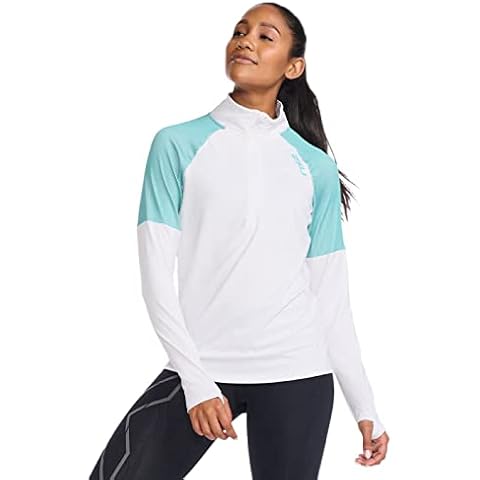 2XU Women's Light Speed 1/2 Zip Long Sleeve T-Shirt, White/Porcelain Reflective, S Cover