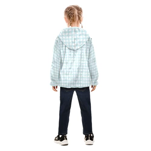 Gingham Blue Plaid Boy Fleece Jacket4