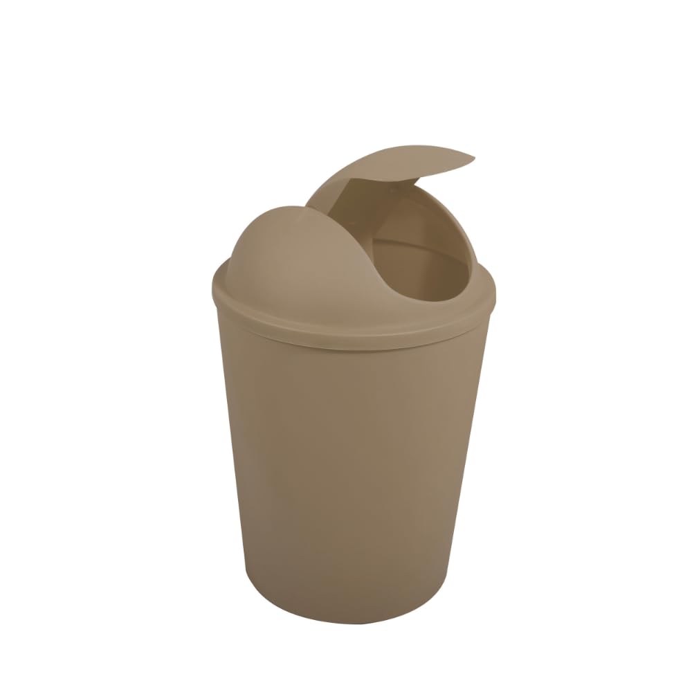 MSV - AKO Abfalleimer mit Klappdeckel - 5,5 l Fassungsvermögen - Kompaktes und praktisches Design - Ideal für Bad oder Küche - Farbe: Taupe - Einfache Bedienung