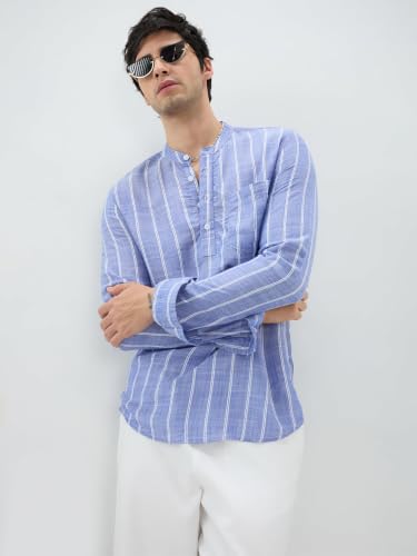 Image of VASTRADO Steel Blue Striped Kurta RK5411A