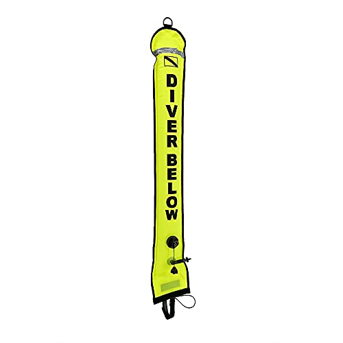 Boya de buceo para ascensos seguros en mar abierto marcador inflable amarillo neón de 6 pies