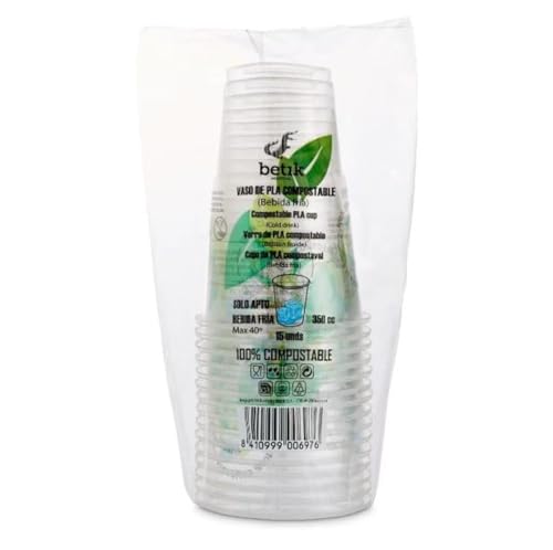 Betik Vaso PLA Biodegradable 350 ml - Pack 15 uds
