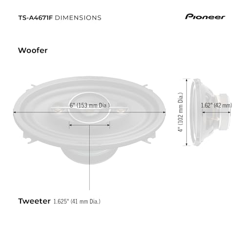 Pioneer TS-A4671F 4-Way Elliptical Coaxial Car Speakers 4 x 6 Inches, Power 210 Watts