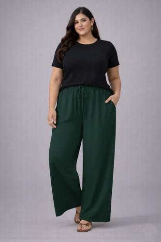 Image of KOTTY Women's Plus Size Wide Leg Pants with Elastic Waist Relaxed Fit Comfortable Casual Travel Wear Style