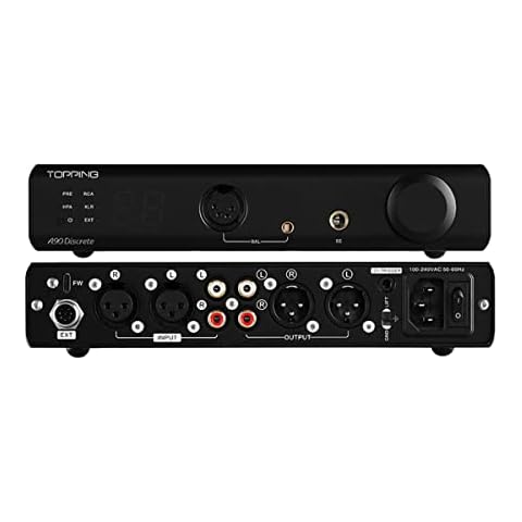 Topping A90 Discrete Headphone Amplifier 4-Pin-XLR 4.4 Balanced NFCA Fully Discrete Balanced Amp 9800mWx2 Output Power 2 Gain Settings Black Cover